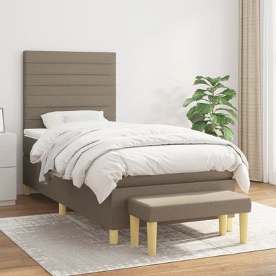 vidaXL Posteľný rám boxsping s matracom sivohnedý 90x200 cm látka