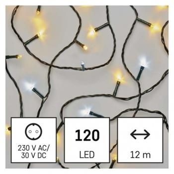 LED vianočný reťazec blikajúci, 12 m, vonkajší aj vnútorný, teplá/studená biela, časovač