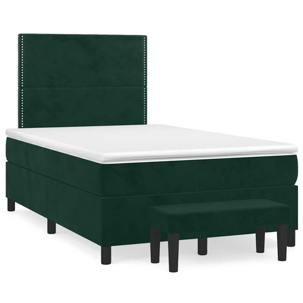 vidaXL Boxspring posteľ s matracom, tmavozelená 120x190cm, zamat