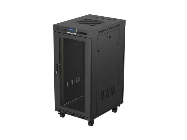 19'' Voľne stojaca racková skriňa 24U 600X800 čierna s perforovanými dverami lanberg (flat pack) V2