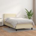 vidaXL Boxspring posteľ s matracom krémová 90x200 cm umelá koža