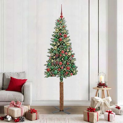 vidaXL Úzky vianočný stromček s 300 LED-i so stojanom Zelená 210 cm