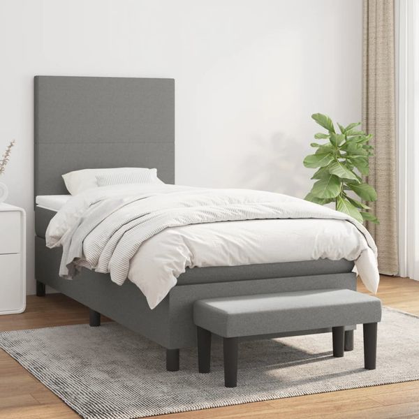 vidaXL Boxspring posteľ s matracom tmavosivá 90x200 cm látka