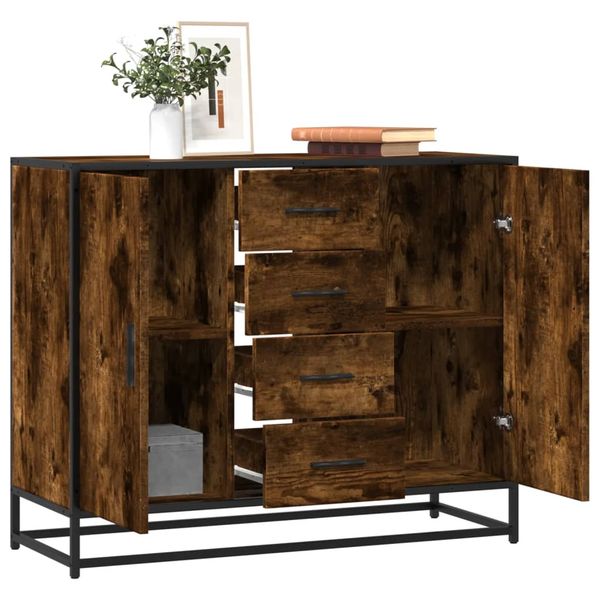 vidaXL Komoda dymový dub 92x35x76 cm kompozitné drevo