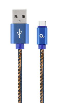 Gembird opletený denim USB-A/USB-C kábel 2m