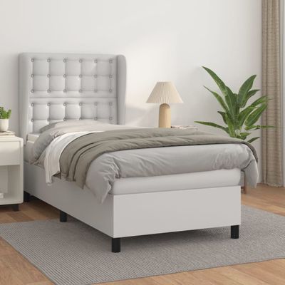 vidaXL Boxspring posteľ s matracom biela 90x190 cm umelá koža