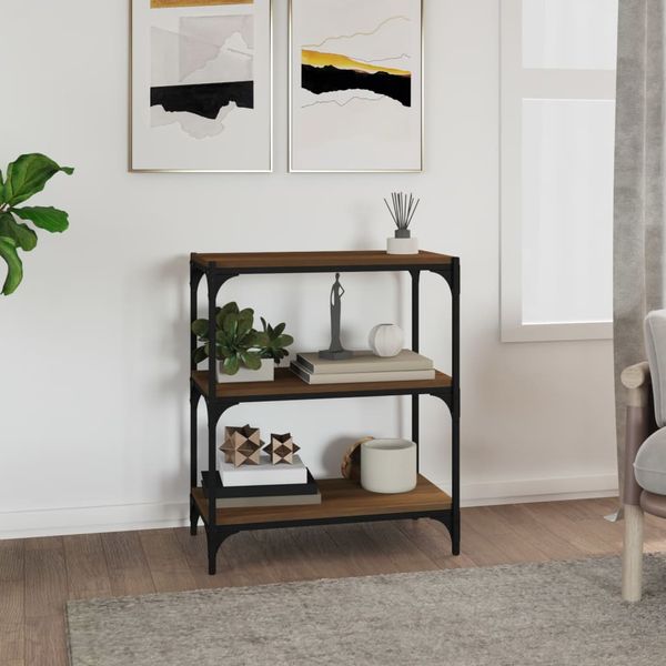 vidaXL Knižnica hnedý dub 60x33x70,5 cm spracované drevo a oceľ