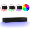 vidaXL TV skrinka s LED svetlami lesklá čierna 90x35x15,5 cm