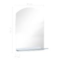 vidaXL Nástenné zrkadlo s poličkou 50x70 cm, tvrdené sklo
