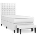 vidaXL Boxspring posteľ s matracom biela 90x200 cm umelá koža