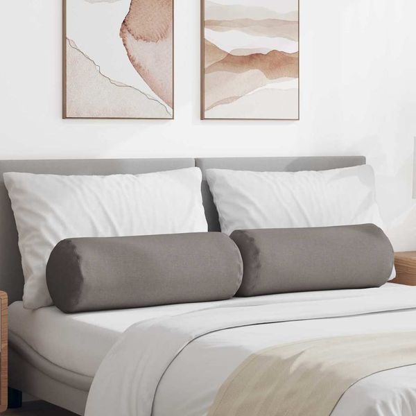 vidaXL Podložkové vankúše 2 pcs Sivohnedá Ø 25 x 70 cm látka