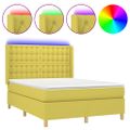 vidaXL Posteľ boxsping s matracom a LED zelená 140x190 cm látka