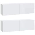 vidaXL Nástenné TV skrinky 2 ks lesklé biele 100x30x30cm sprac. drevo