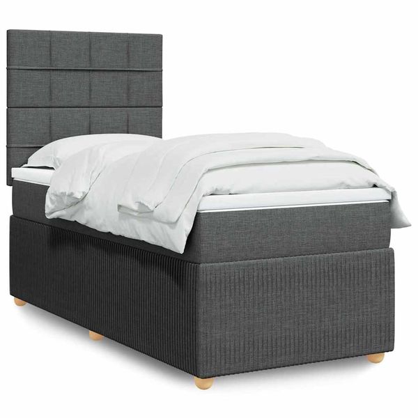 vidaXL Boxspring posteľ s matracom tmavosivá 100x200 cm látka