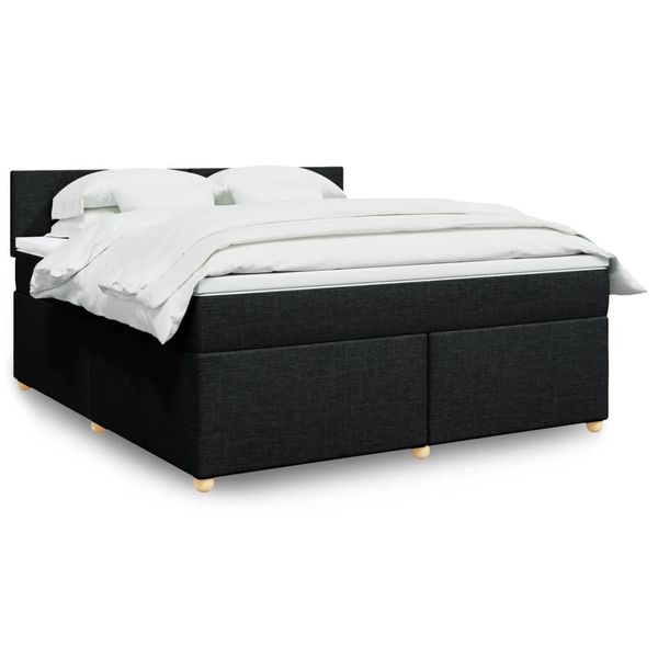 vidaXL Posteľný rám boxspring s matracom čierny 180x200 cm látka