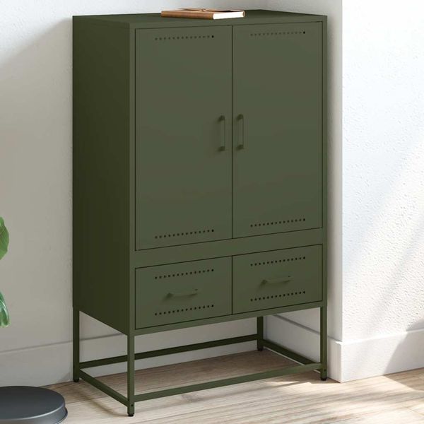 vidaXL Vysoká skrinka olivovozelená 68x39x111,5 cm oceľ
