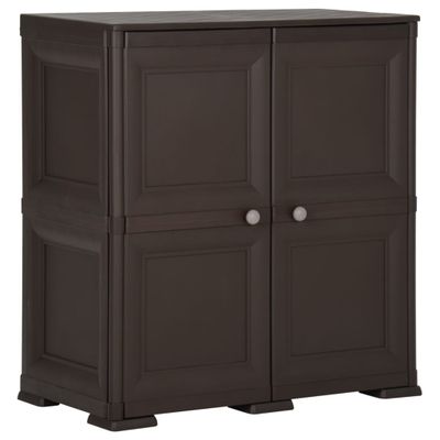 vidaXL Plastová skrinka 79x43x85,5 cm drevené prevedenie hnedá