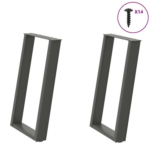 vidaXL Nohy k jedálenskému stolu v tvare U, 2 ks, antracitové, 50 x (72-73) cm, oceľ