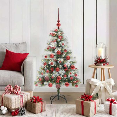 vidaXL Umelý vianočný stromček Zelená a biela 120 cm PVC, kov a plast