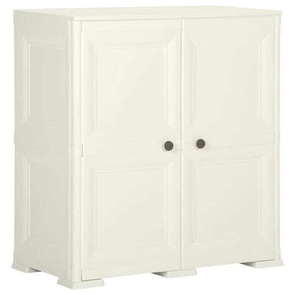 vidaXL Plastová skrinka 79x43x85,5 cm, drevený dizajn, vanilková
