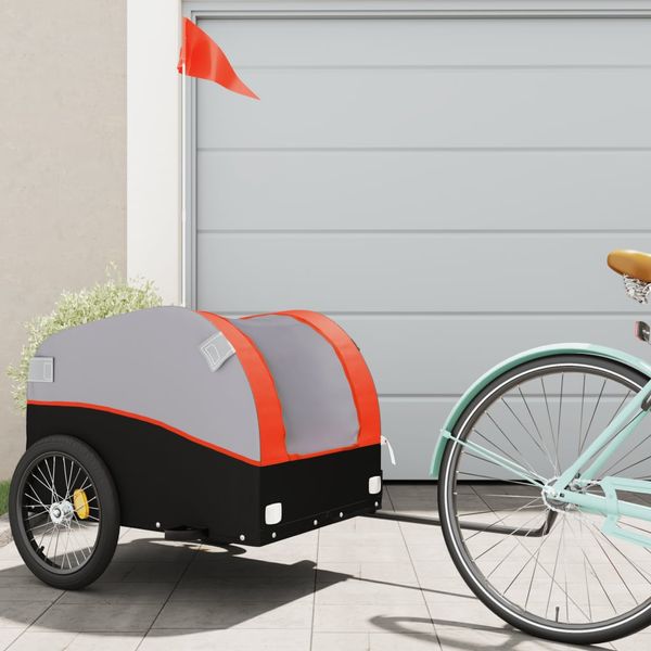 vidaXL Vozík za bicykel, čierno oranžový 45 kg, železo