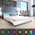 vidaXL Posteľ+matrac, pamäťová pena, LED, biela, umelá koža 140x200cm