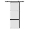 vidaXL Posuvné dvere s kovaním 76x205 cm tvrdené sklo a hliník úzke