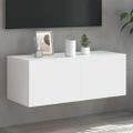 vidaXL TV nástenná skrinka s LED svetlami biela 80x35x31 cm