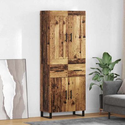 vidaXL Highboard Staré drevo 69,5 x 34 x 180 cm Kompozitné drevo