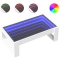 vidaXL Konferenčný stolík s nekonečnými LED biely 90x53x30 cm