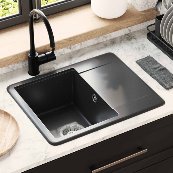 vidaXL Drez Čierna 560 x 460 mm 80% Kvárc a 20% Živica