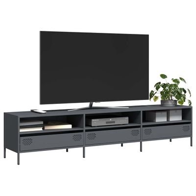 vidaXL TV skrinka antracit 202x39x43,5 cm oceľ valcovaná za studena