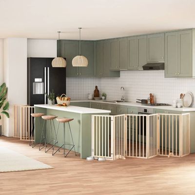 vidaXL Brána pre psa s dverami sklad. 12 panelov 600 cm topoľové drevo