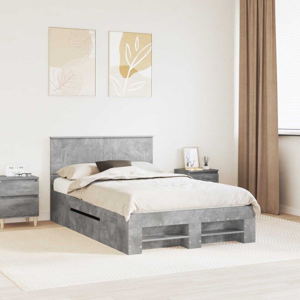 vidaXL Rám postele Betónová šedá 137 x 203 cm Kompozitné drevo