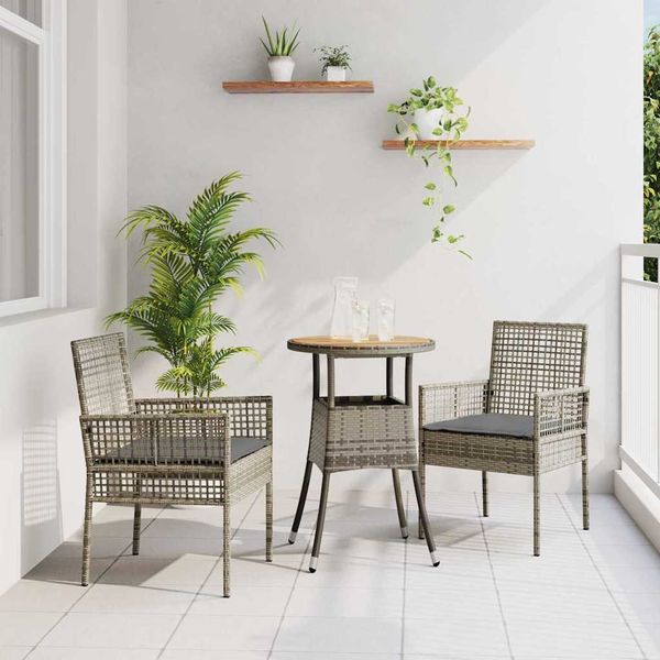 vidaXL Záhradný jedálenský set 3 pcs Sivá polyratan
