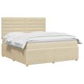 vidaXL Posteľ boxspring s matracom Krémová 140 x 200 cm Látka