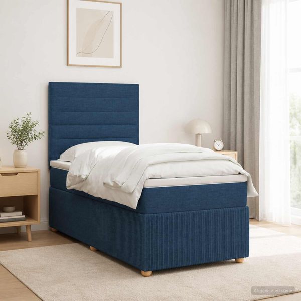 vidaXL LED boxspring posteľ s matracom Modrá 80 x 200 cm Látka