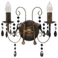 vidaXL Nástenná lampa s korálkami starožitná čierna 2 x žiarovka E14