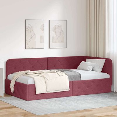 vidaXL Rohový rám postele Víno červené 100 x 200 cm látka