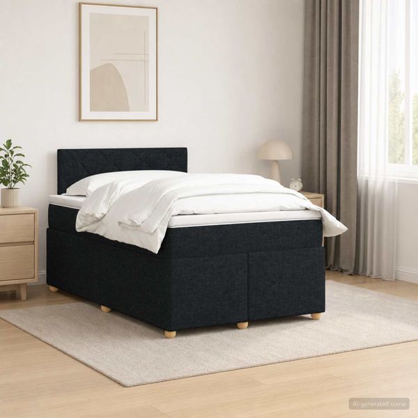 vidaXL Posteľ boxspring s matracom Čierna 120 x 200 cm Látka