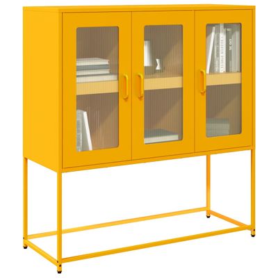 vidaXL Komoda horčicovožltá 100,5x39x107 cm oceľ valcovaná za studena