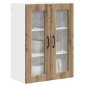vidaXL Nástenný sklenený kabinet PORTO Remeselný dub 60 x 31 x 80 cm