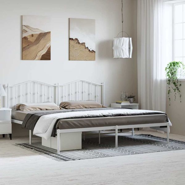 vidaXL Kovový rám postele s čelom biely 183x213 cm