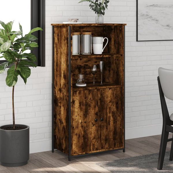 vidaXL Vysoká skrinka dymový dub 62x36x121,5 cm kompozitné drevo