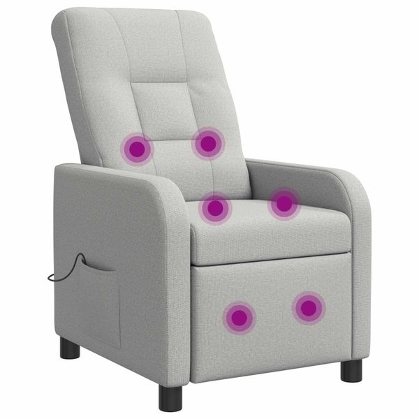 vidaXL Masážne relaxačné kreslo Oblá šedá Látka