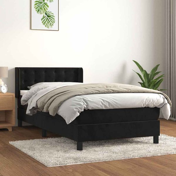 vidaXL Posteľný rám boxspring s matracom čierny 100x200 cm zamat
