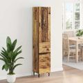 vidaXL Highboard Staré drevo 34,5 x 34 x 180 cm Kompozitné drevo