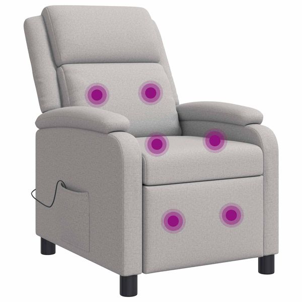 vidaXL Masážne relaxačné kreslo Oblá šedá Látka