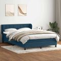 vidaXL Posteľný rám boxsping s matracom tmavomodrý 140x210 cm zamat