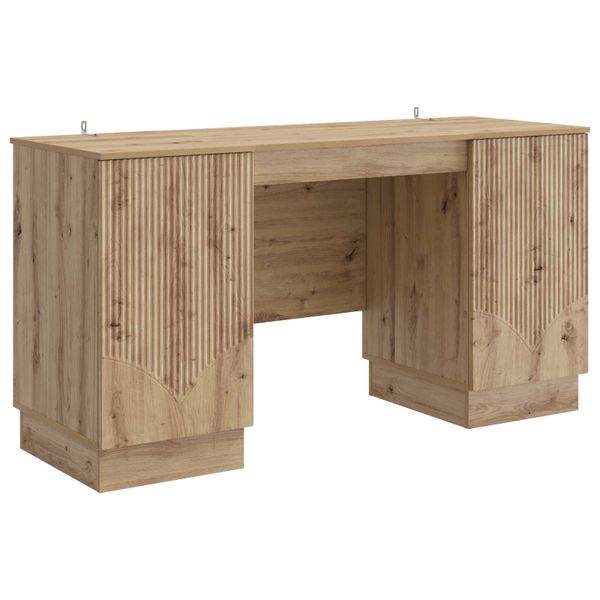 vidaXL Stôl s poličkou Dub artisan 142,5 x 50 x 75 cm Kompozitné drevo